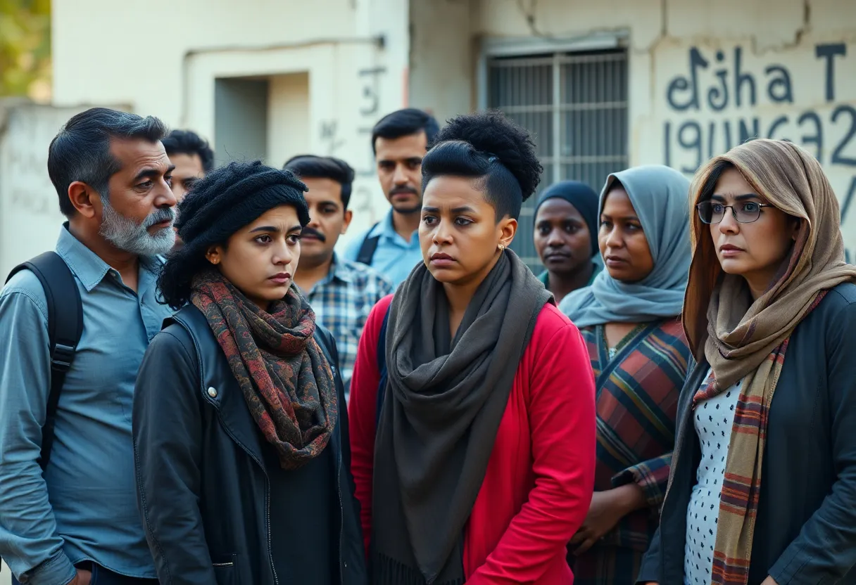A diverse group discussing immigration issues in a community setting