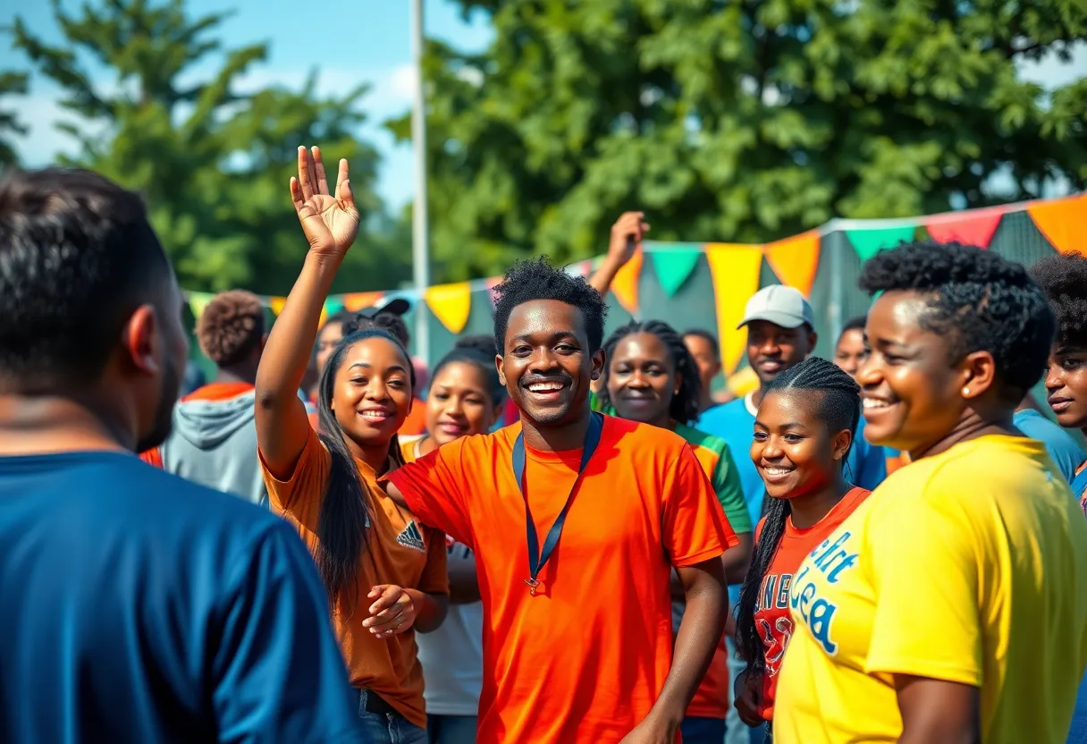 Community members celebrating sports achievements together.
