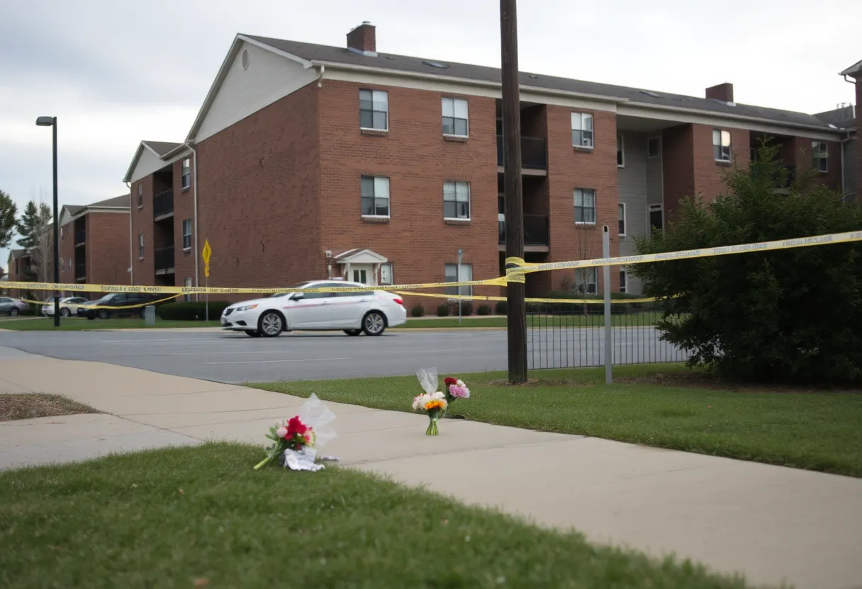 Police presence at an apartment complex in Concord, NC after a shooting incident.