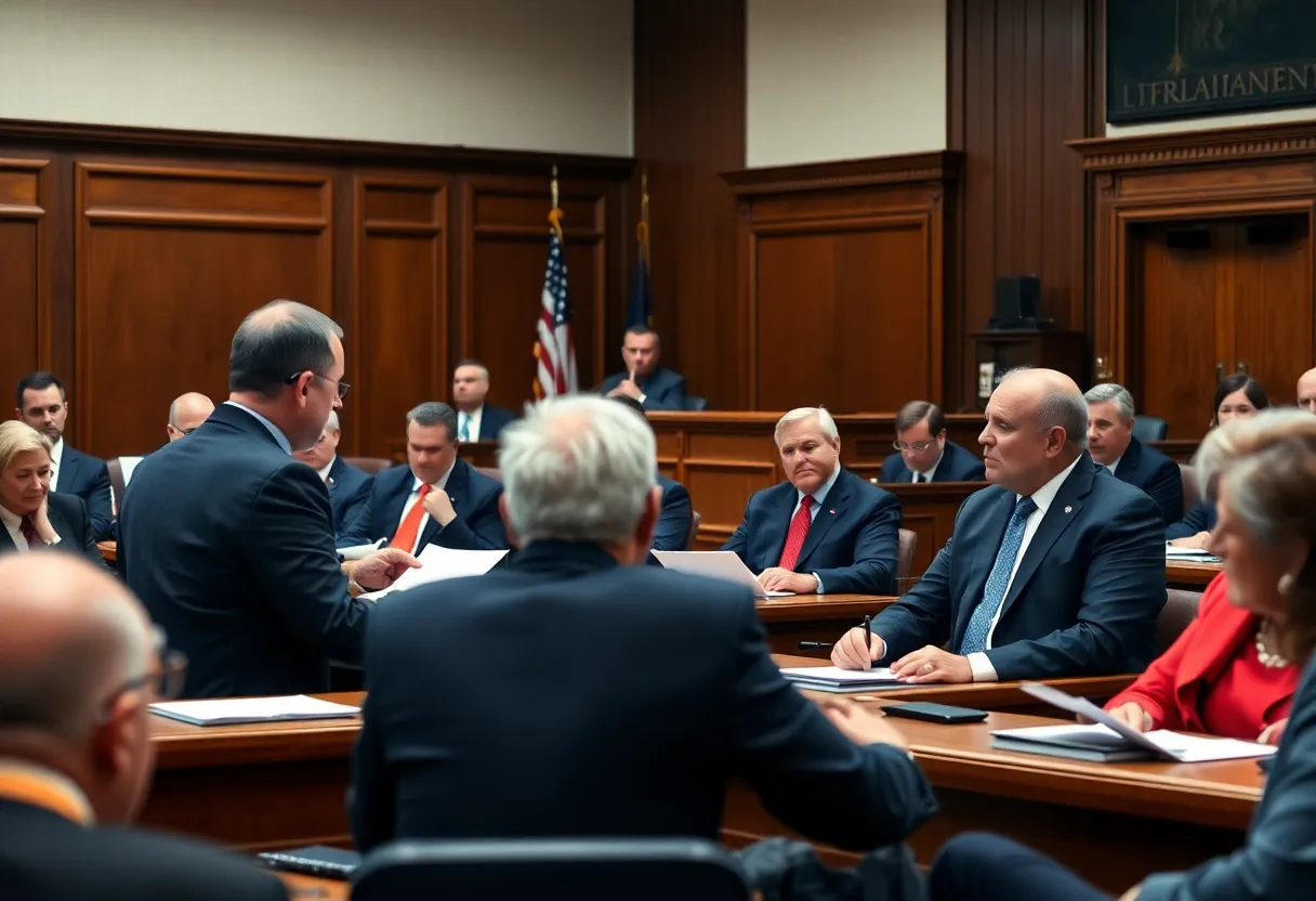 A courtroom discussing allegations against Sheriff McFadden