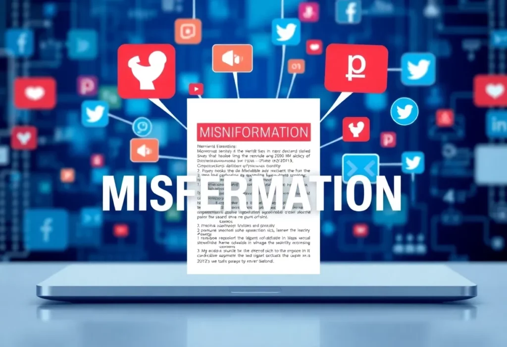 Digital abstract illustration representing misinformation on social media