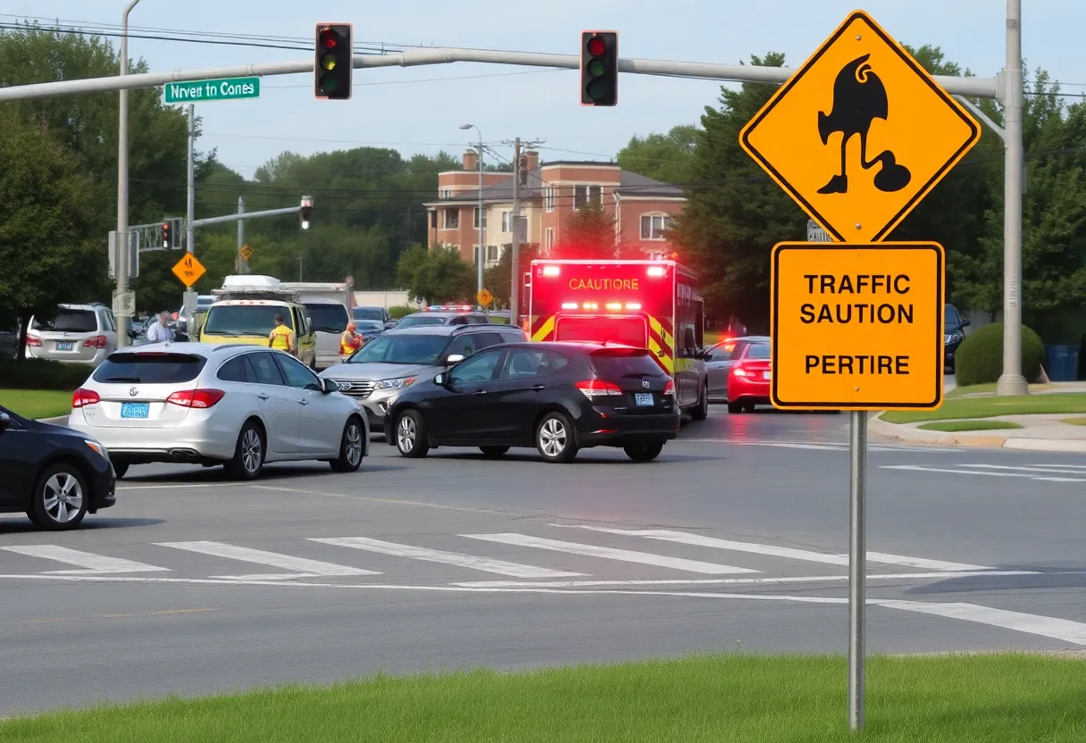 Scene of a vehicle crash in South Charlotte with emergency responders present.