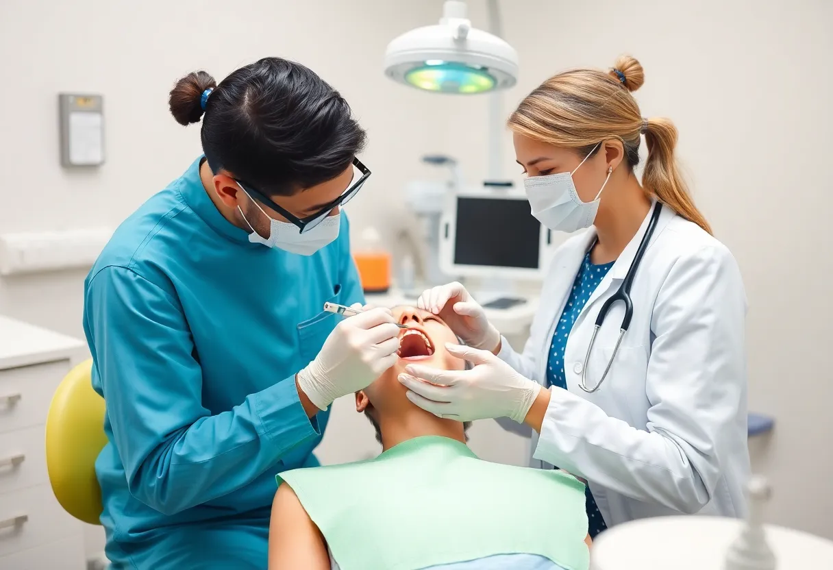 Dentist conducting an oral check-up