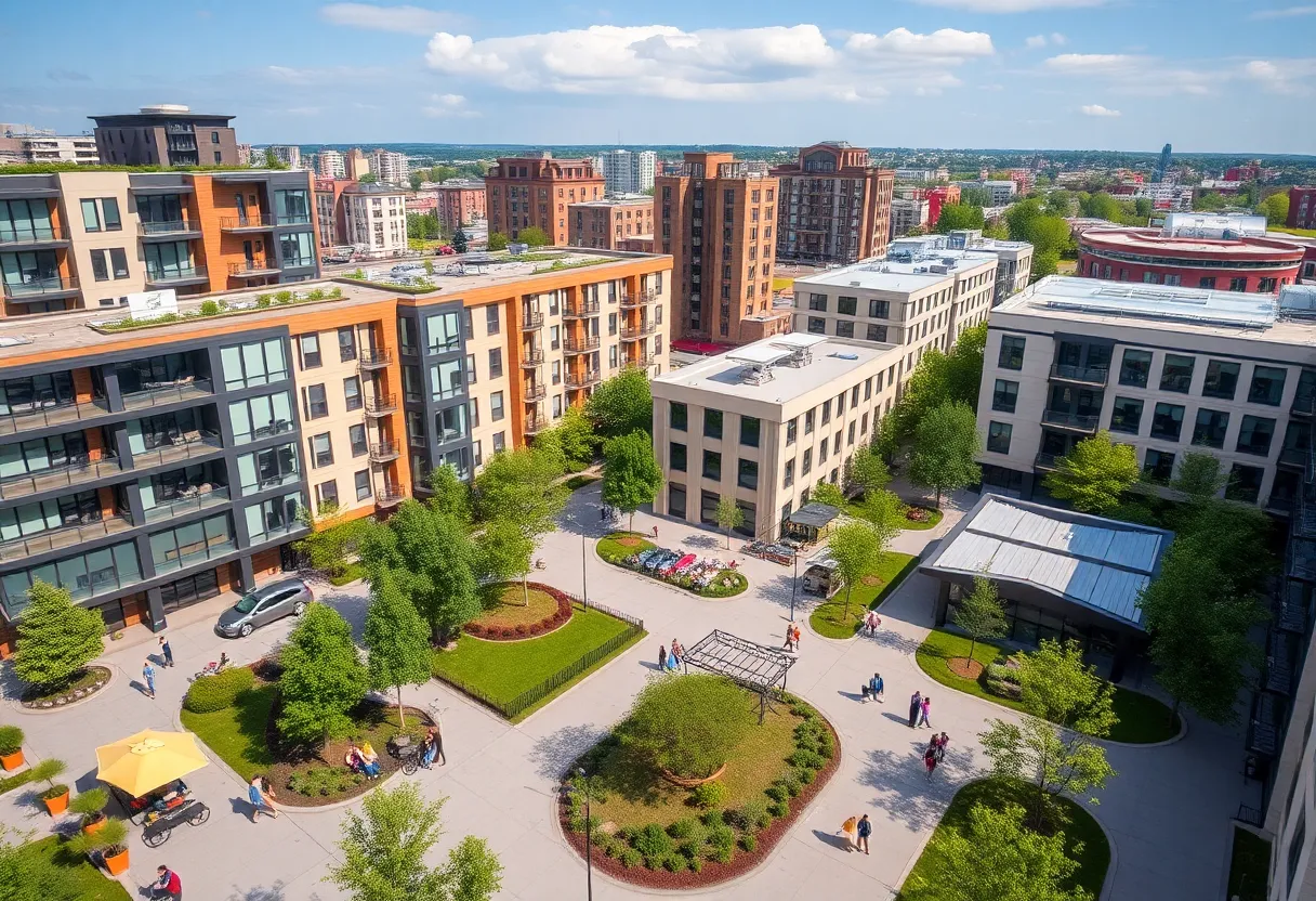 Urban redevelopment scene at Eastland Yards in Charlotte.