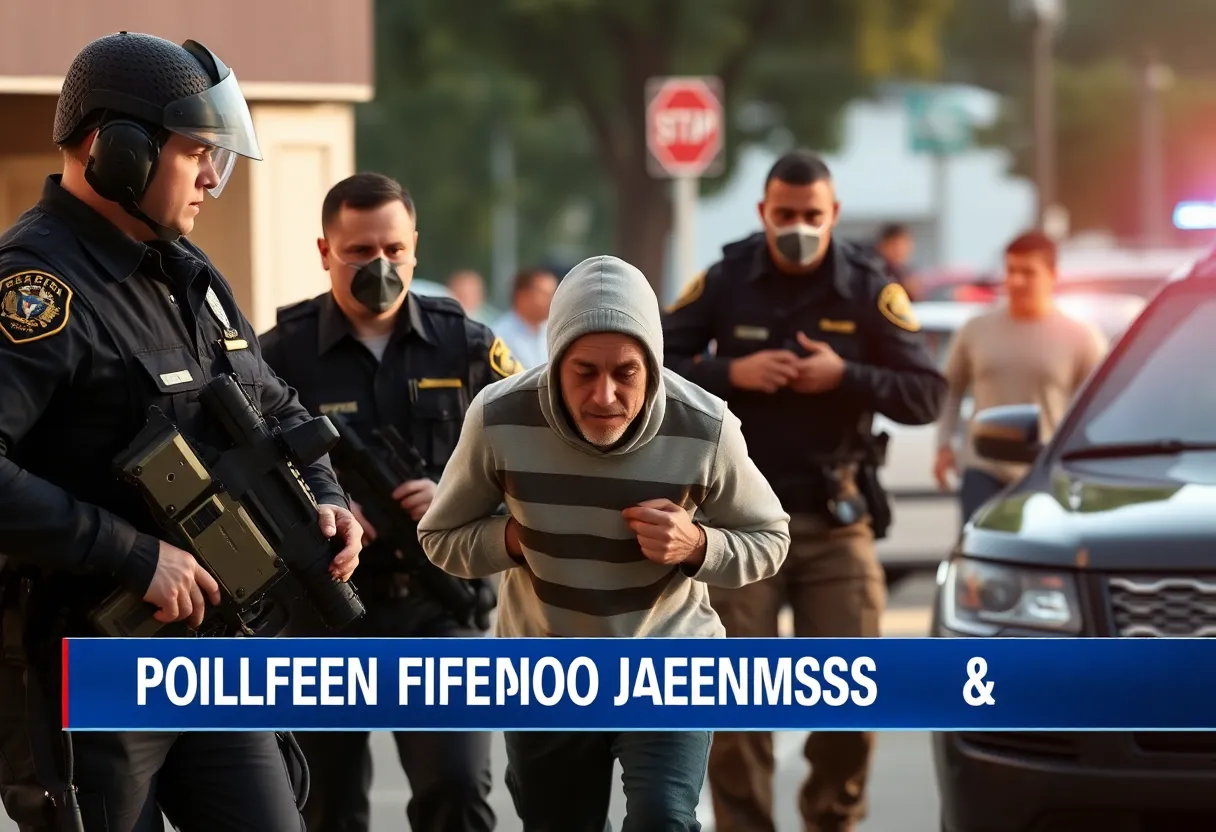 Dramatic scene of law enforcement capturing a fugitive