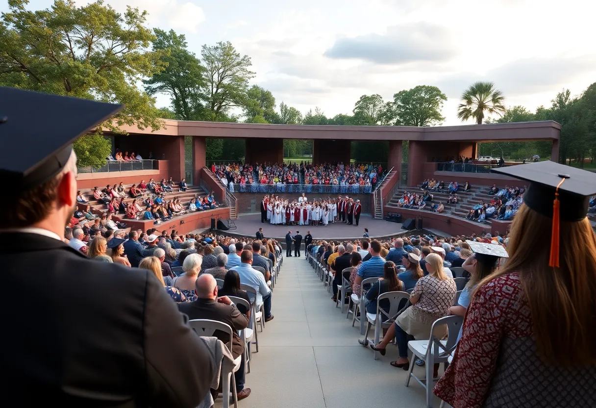 Graduation ceremony setup at Truliant Amphitheater in Charlotte, NC.