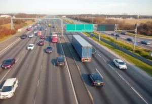 Traffic on I-85 South in Kannapolis after reopening lanes following a crash involving a tractor-trailer.