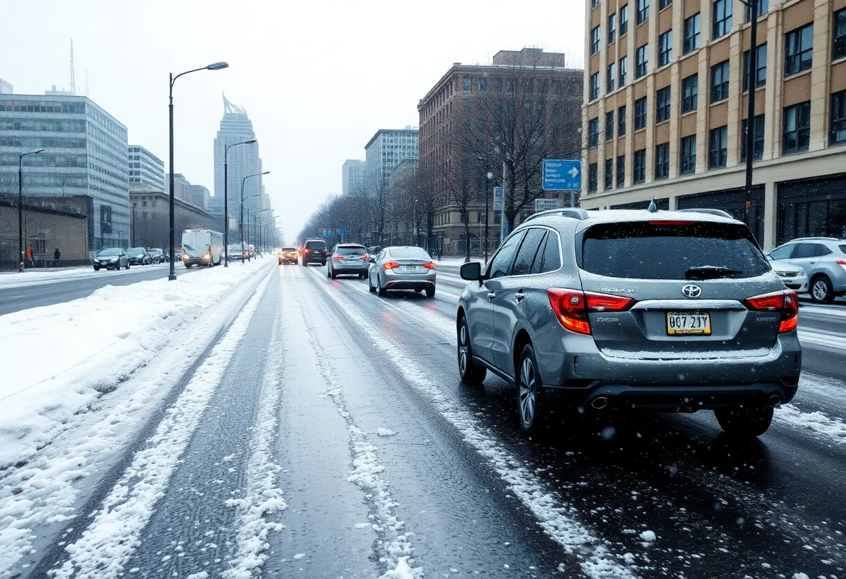 Icy roads in Charlotte during an ice storm