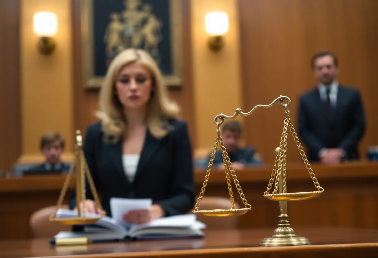 Symbolic representation of justice in a courtroom