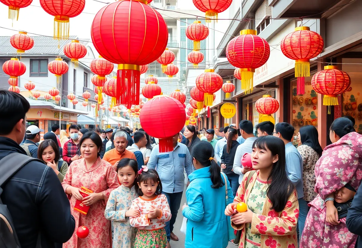 Families celebrating Lunar New Year with cultural activities in Charlotte.
