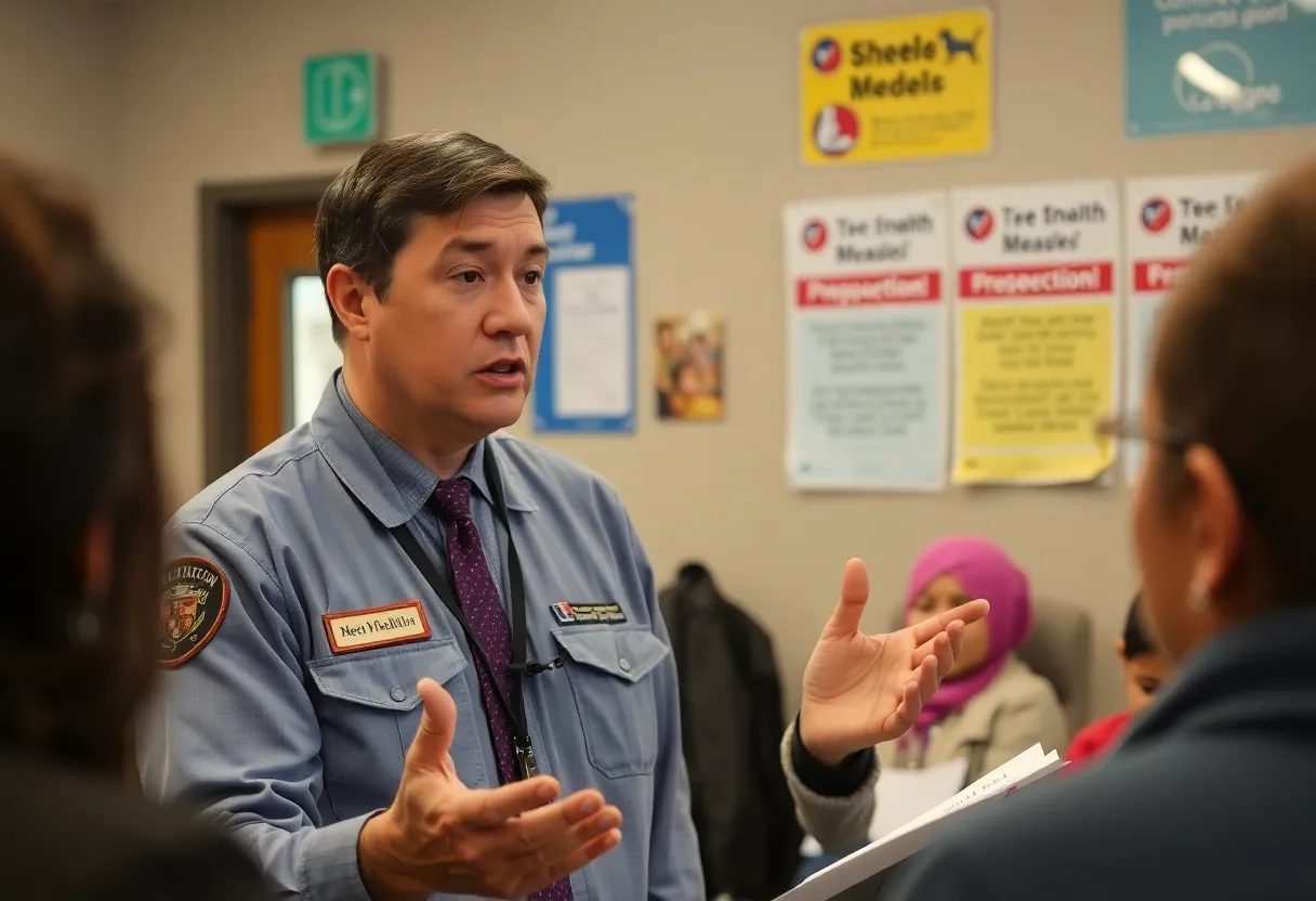 Public health officials discussing measles vaccination strategies