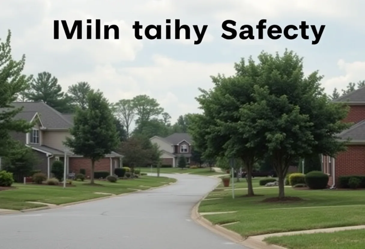 View of a suburban neighborhood in Mint Hill, North Carolina