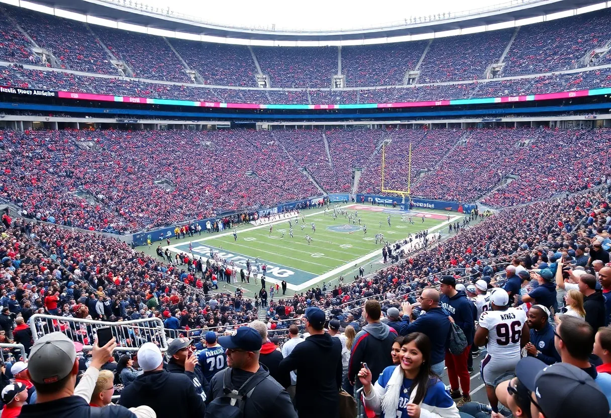 Fans at Bank of America Stadium during the NFC Wild Card game between Rams and Panthers
