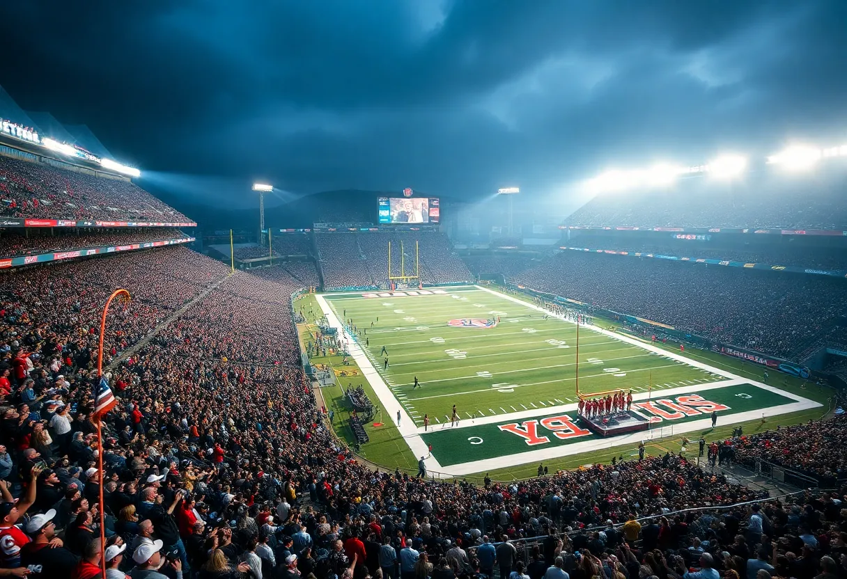 Football players competing in an exciting NFL game