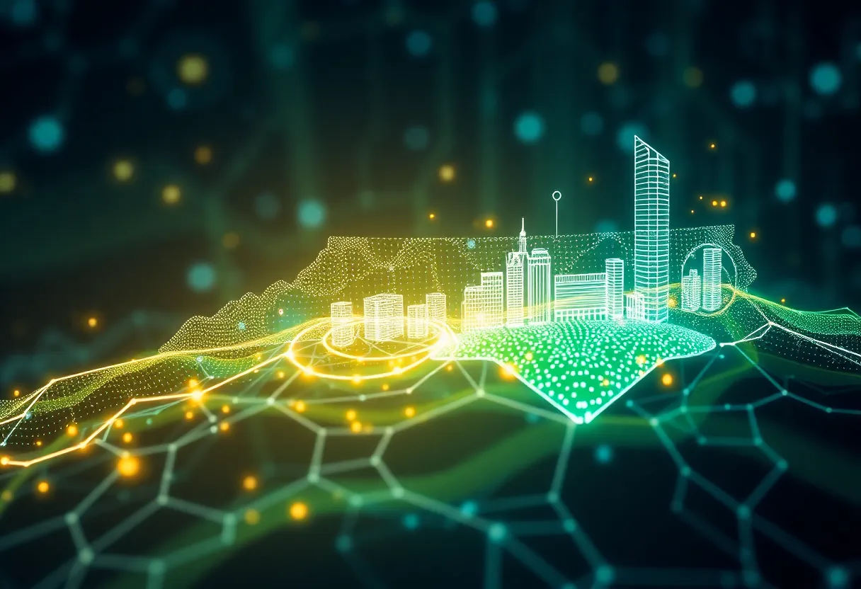 Digital representation of North Carolina's economic growth through artificial intelligence.