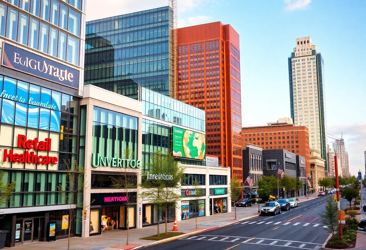 Cityscape depicting economic growth in North Carolina