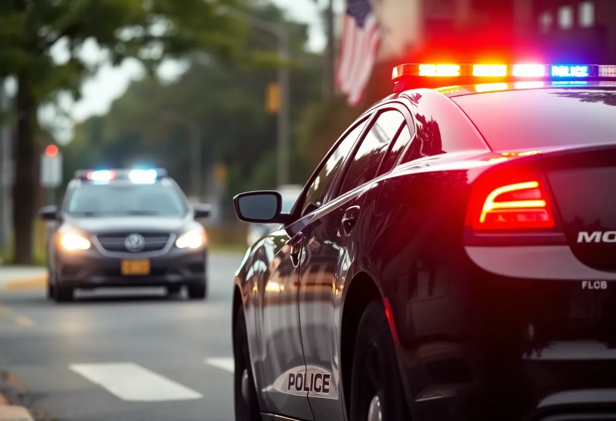Police car during a chase in Charlotte, North Carolina