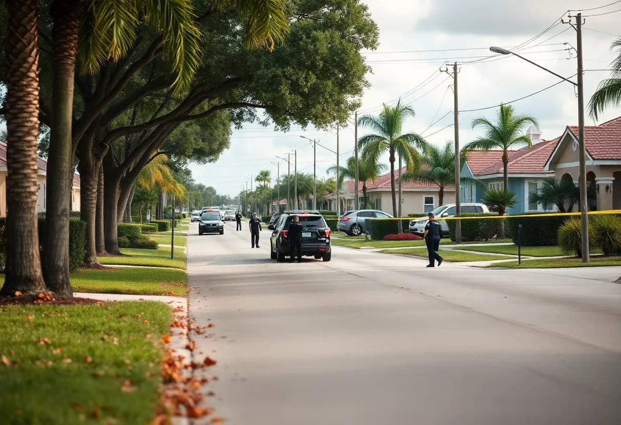 Police vehicles and investigation scene on Van Buren Avenue in Port Charlotte