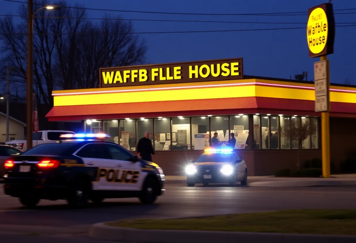 Police cars outside a Waffle House in Port Charlotte after a shooting incident.