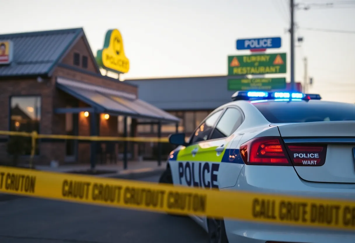 Police car outside Waffle House after shooting incident