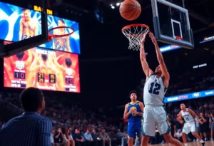 Immanuel Quickley making a game-winning shot at the buzzer against the Charlotte Hornets.