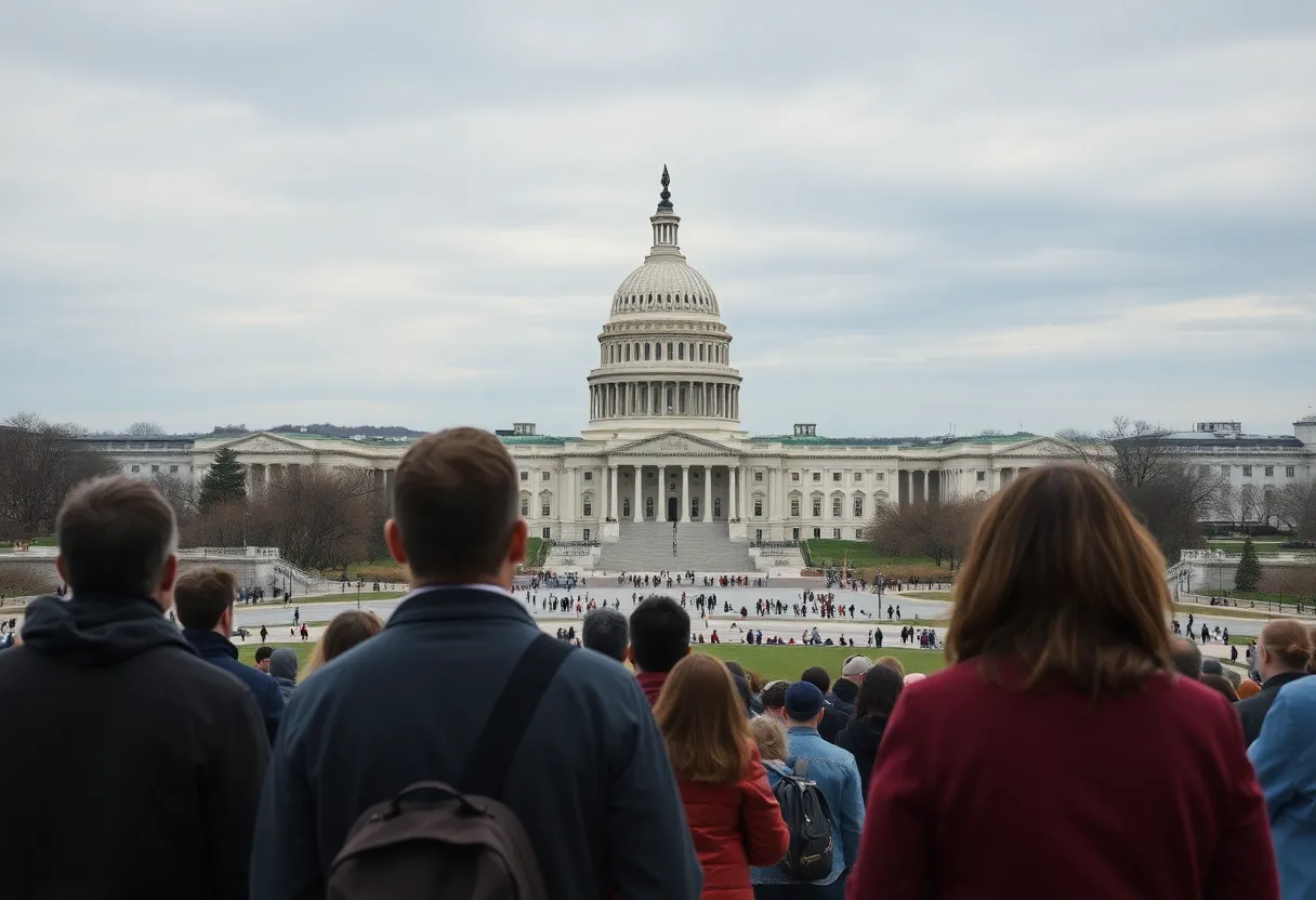 Community members reflect on the past events of January 6 near the U.S. Capitol.