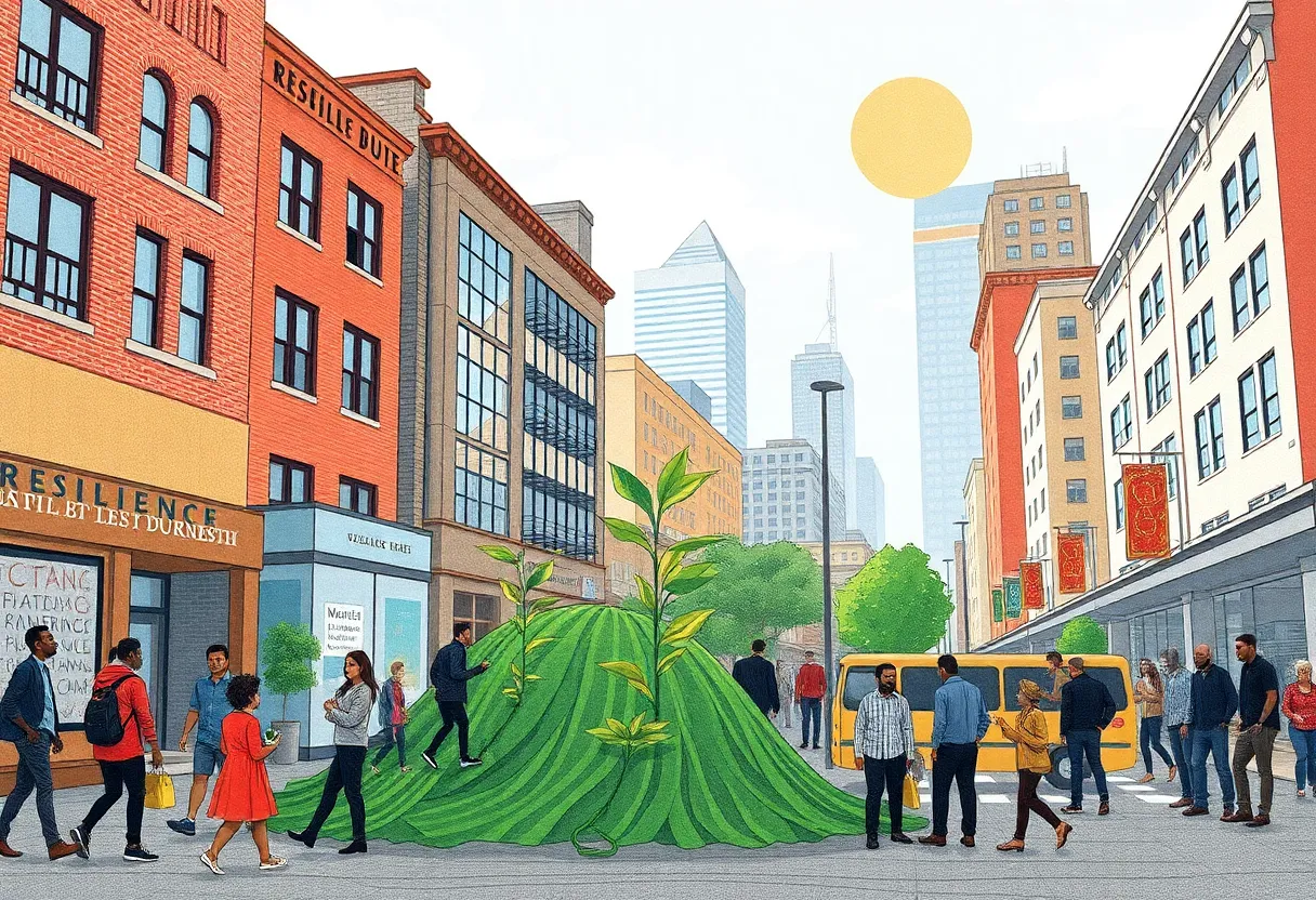 Illustration of resilience, adaptation, and community support in Columbia SC business environment