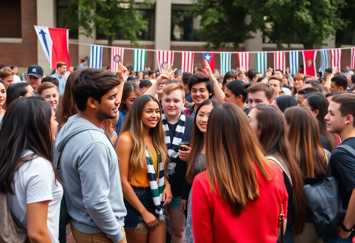 Students at UNC Charlotte celebrating fraternity and sorority life.