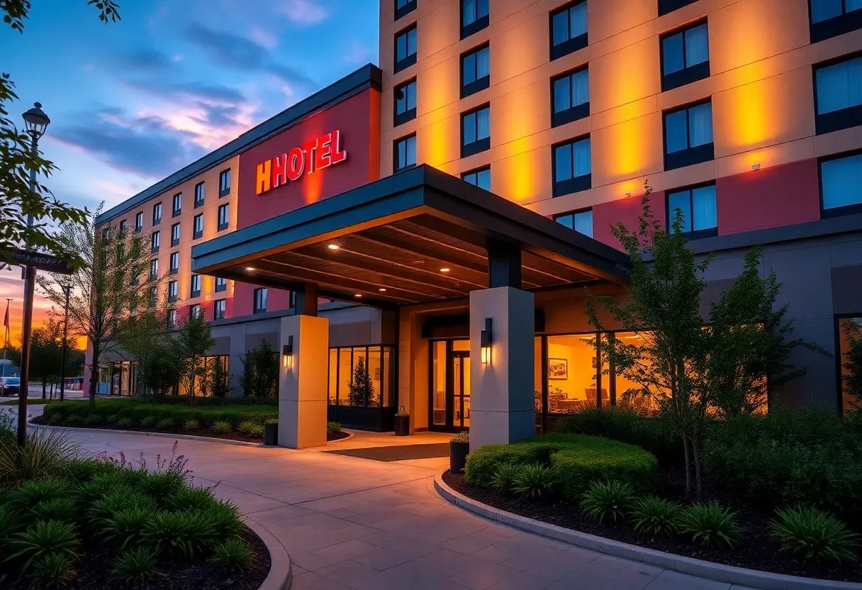 Exterior view of the upgraded Suburban Studios hotel