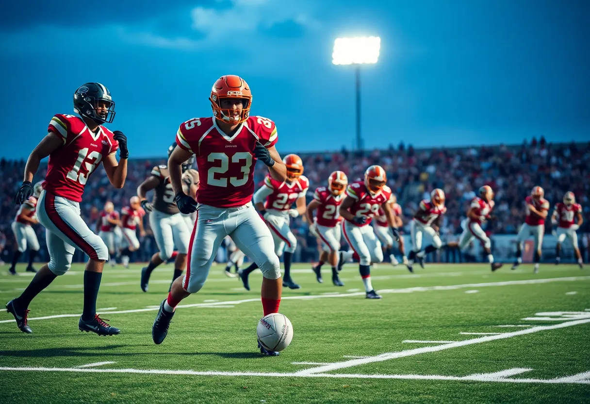 University of Virginia football players in an intense match