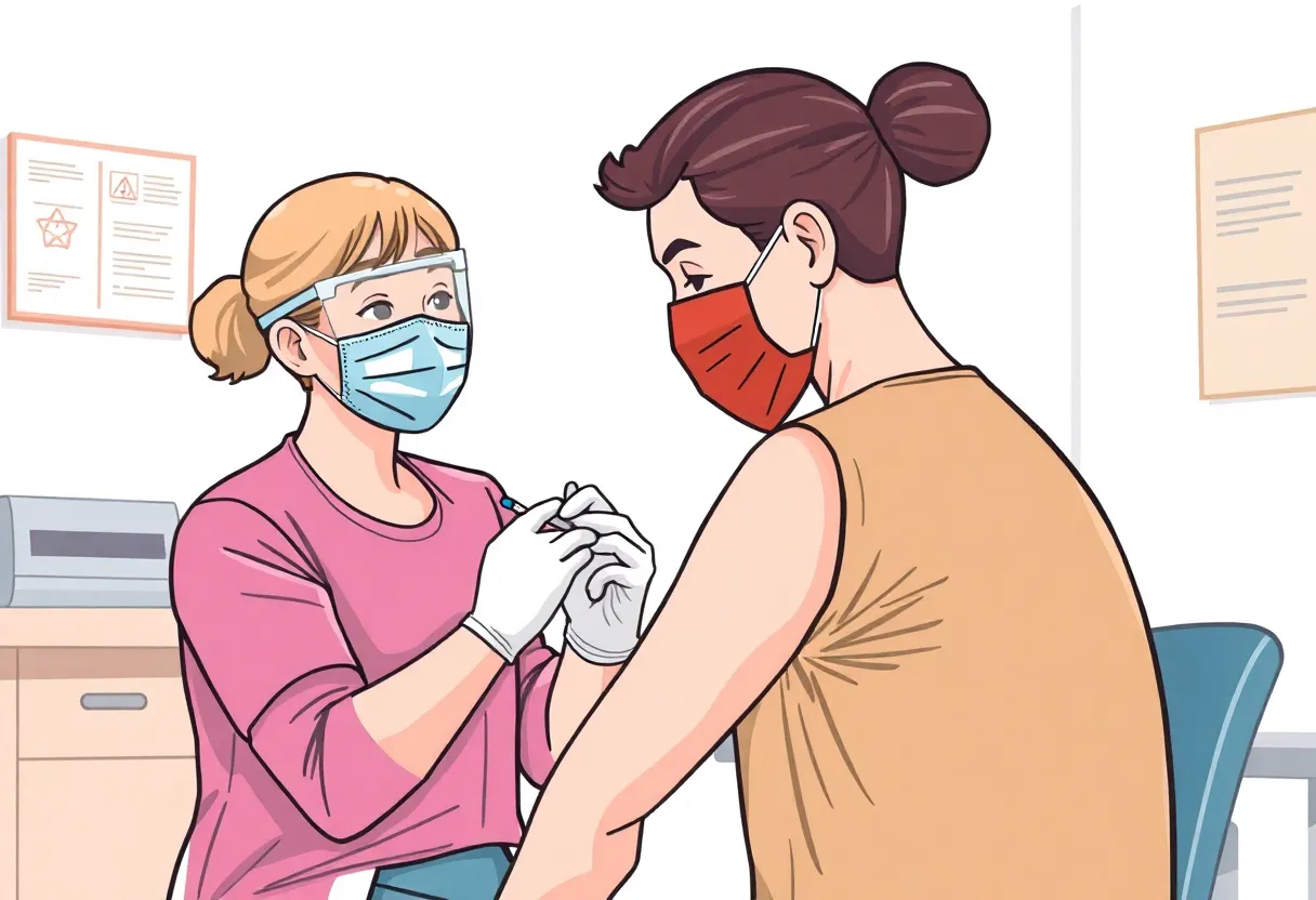 Medical professional administering measles vaccination