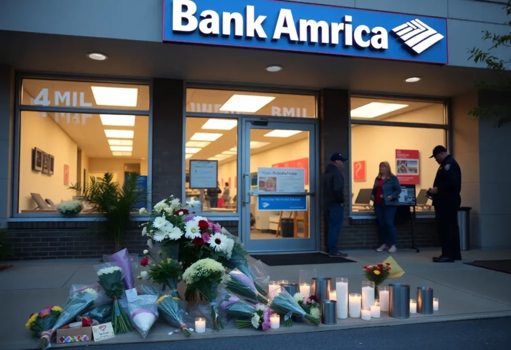 Memorial outside Bank of America in Charlotte NC