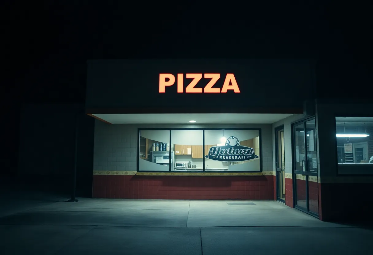 Deserted Kinston Little Caesars restaurant showing kitchen area.