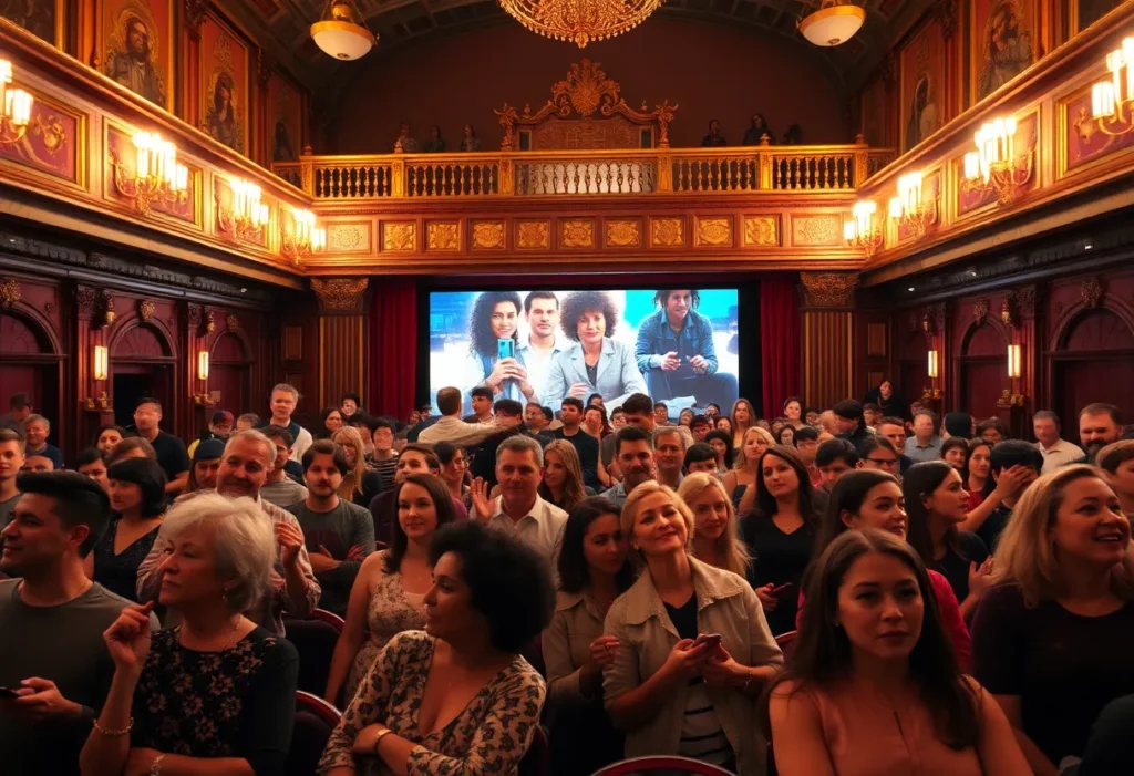 Audience enjoying a film screening at Carolina Theatre