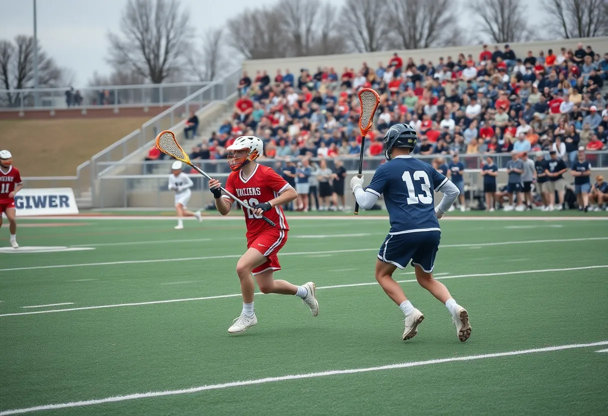 Charlotte 49ers women's lacrosse team in action against Coastal Carolina.