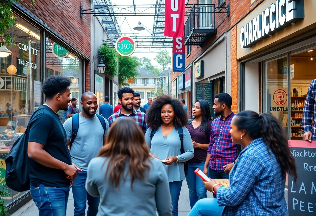 Diverse small business owners in Charlotte, NC engaging in collaborative activities.