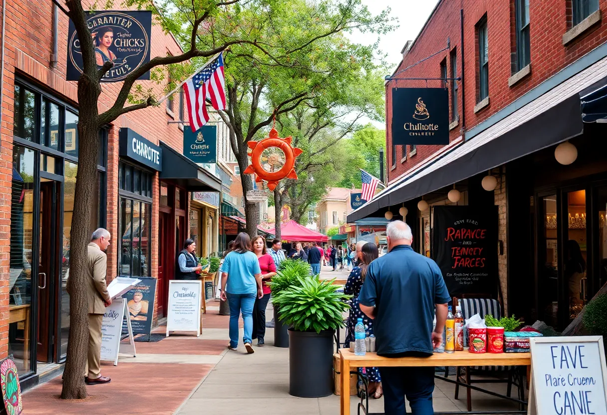 Vibrant community scene showing local businesses in Charlotte