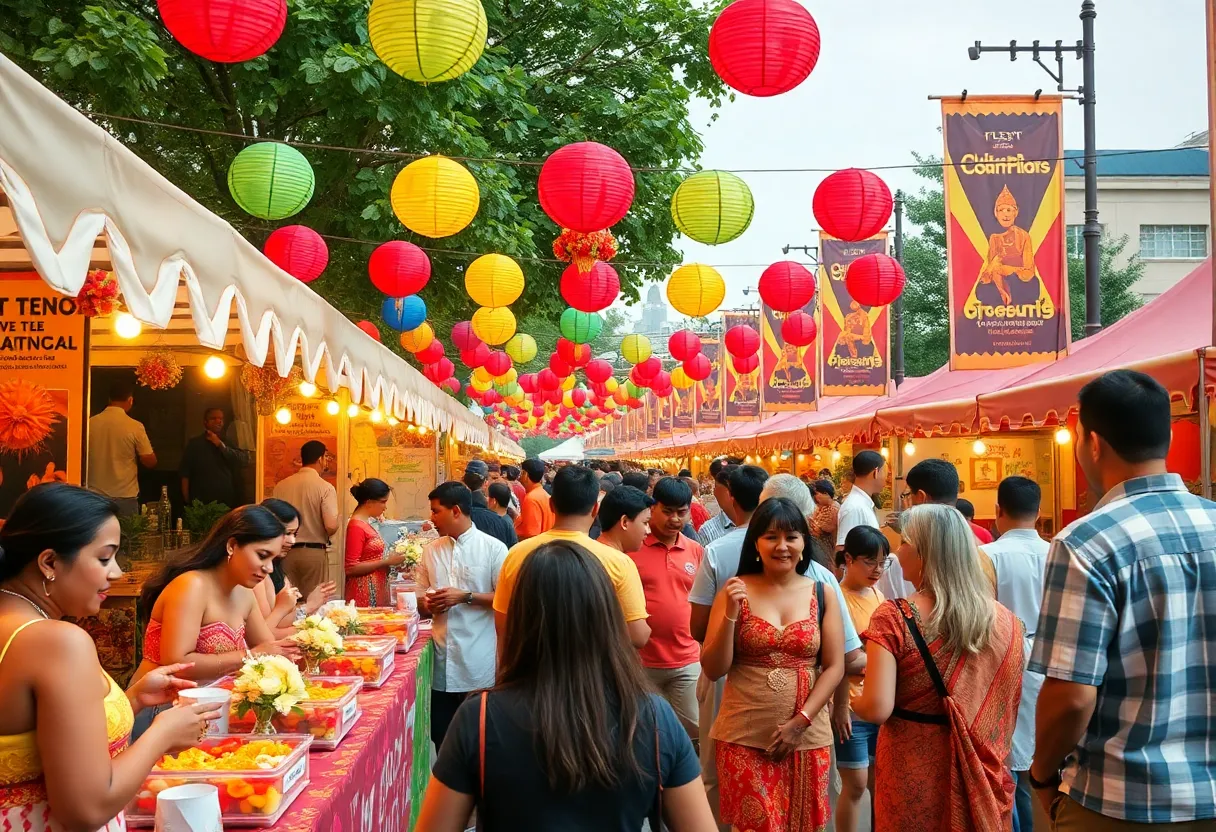 Outdoor festival in Charlotte with cultural celebrations and diverse participants.