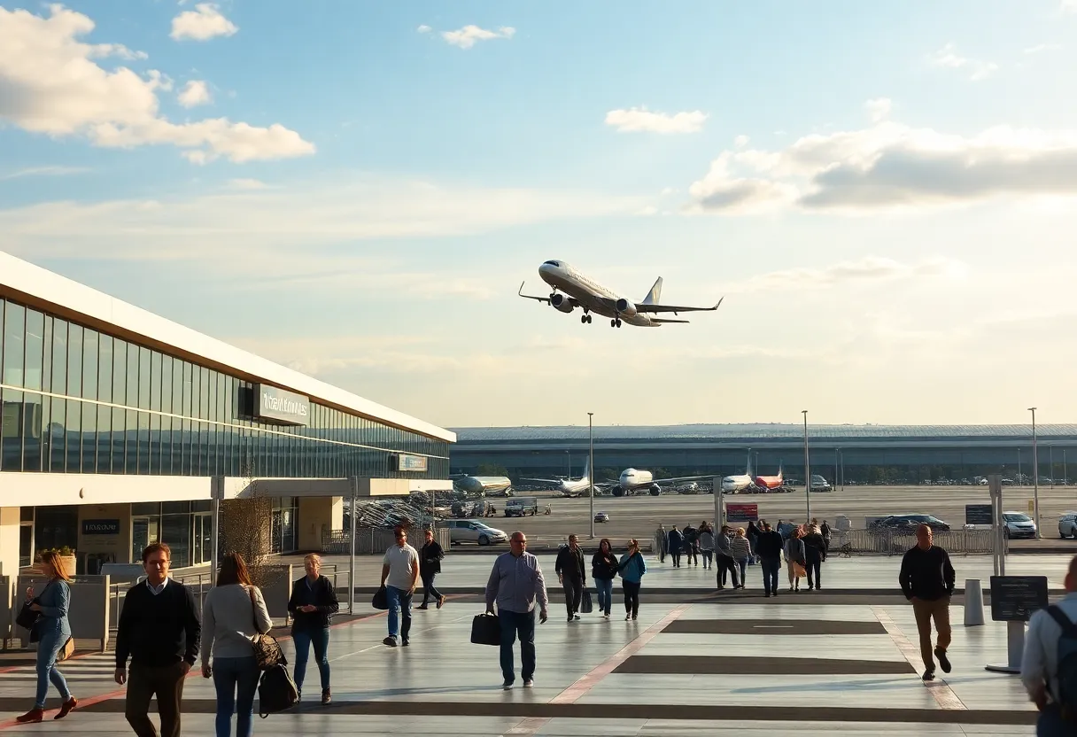 An airplane taking off from Charlotte Douglas International Airport