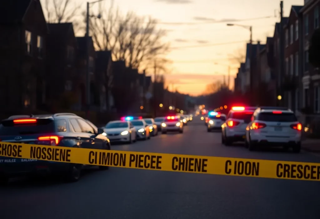 Police investigation scene in Charlotte neighborhood.