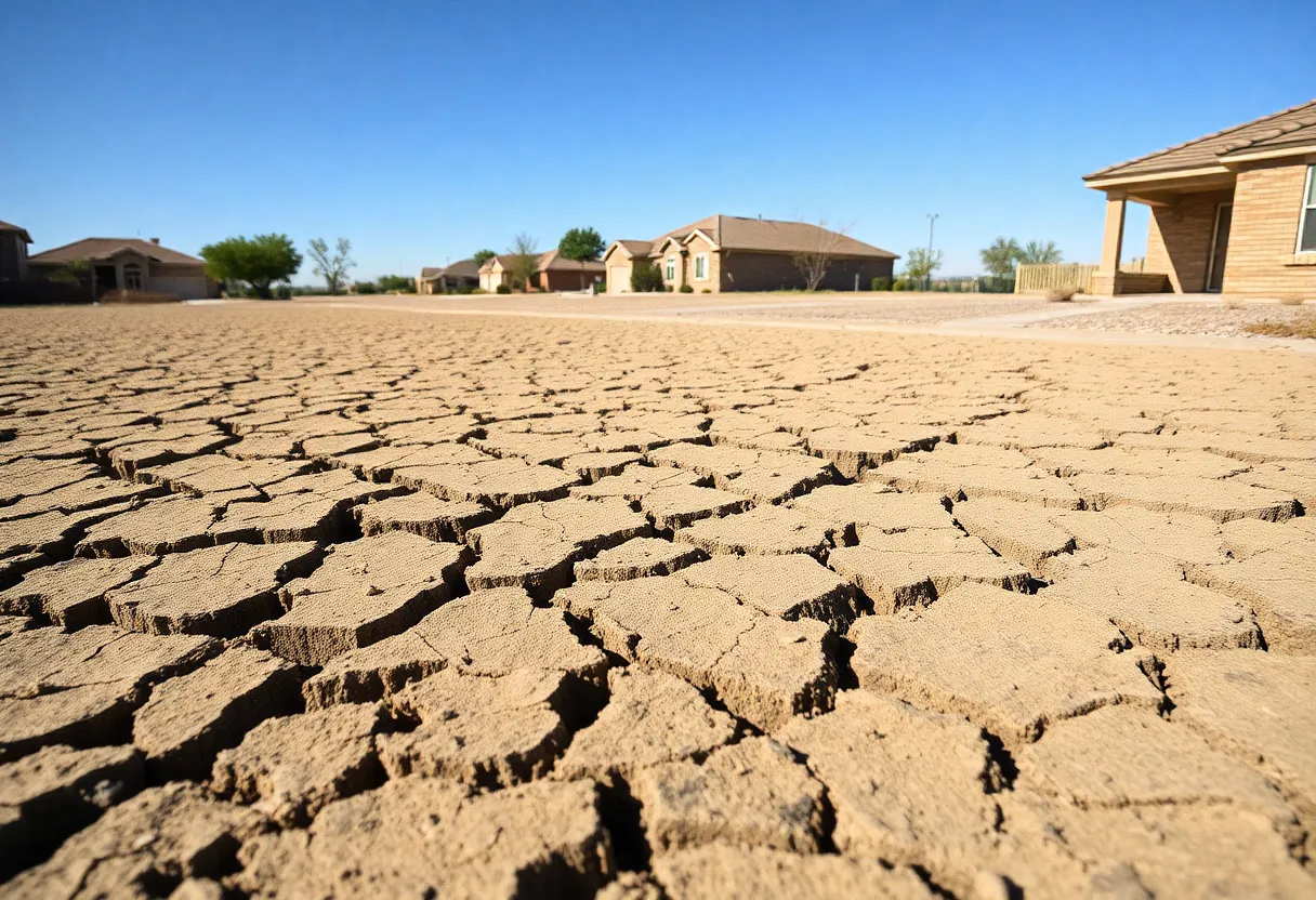 Dry and cracked ground in Charlotte indicating severe drought conditions