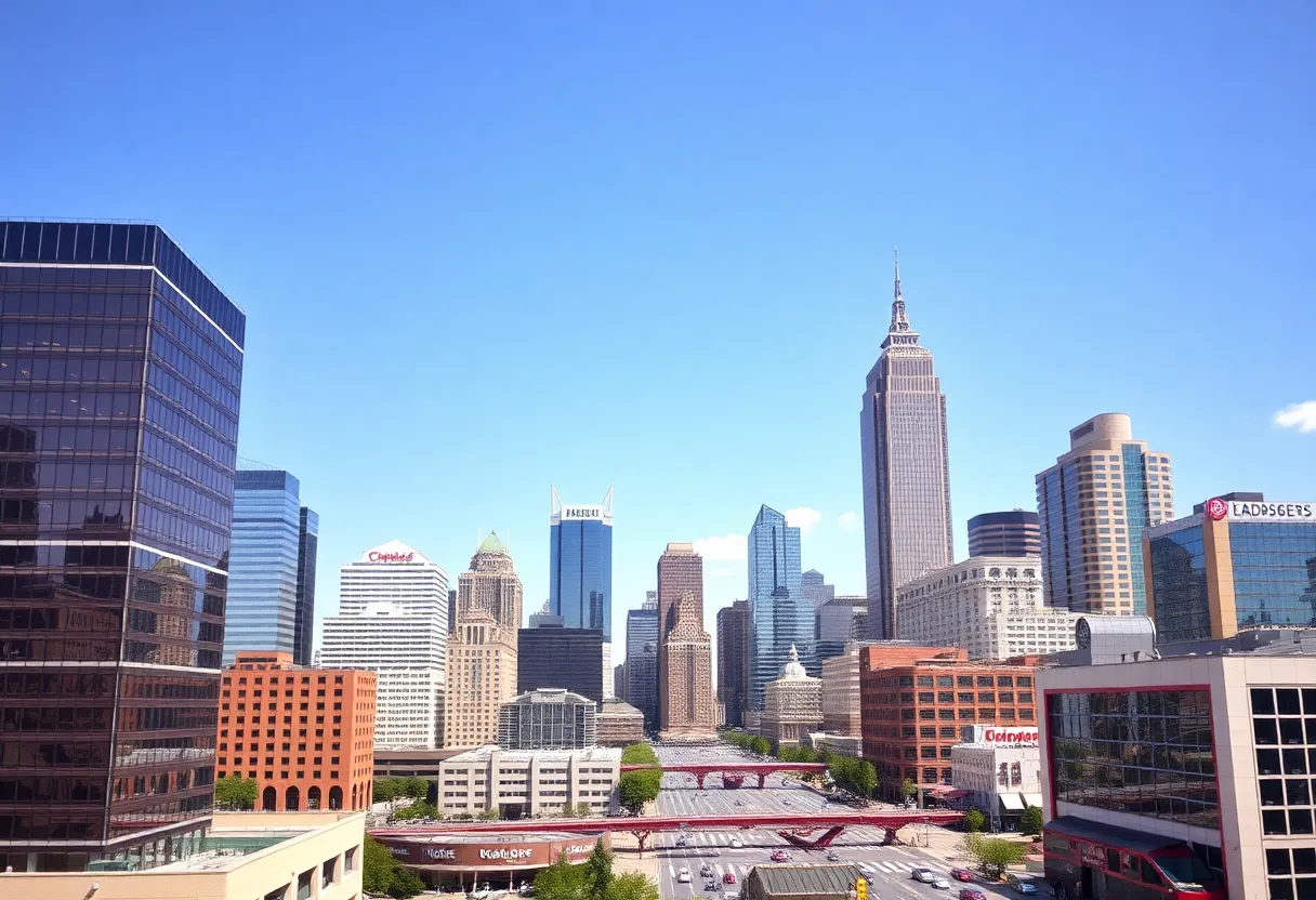 City skyline of Charlotte, NC representing economic growth