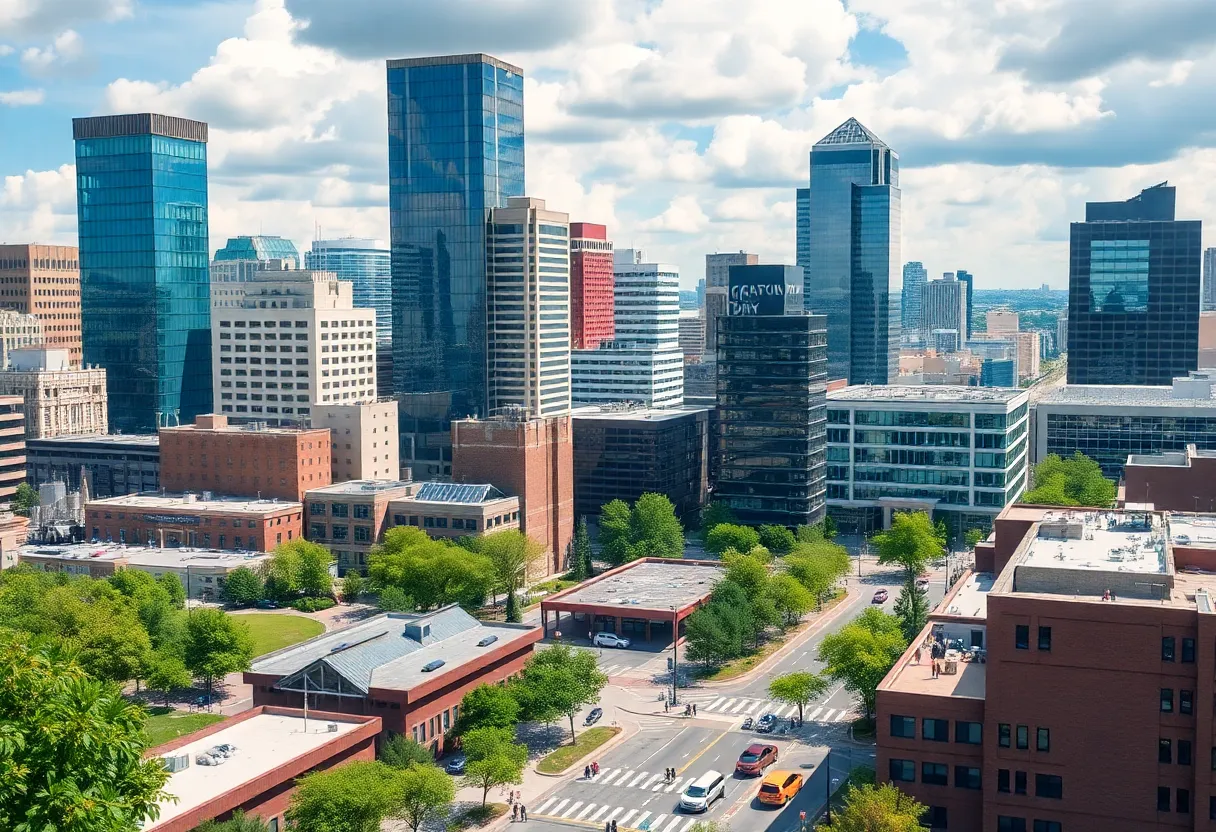 A vibrant view of Charlotte's cityscape representing economic growth and innovation