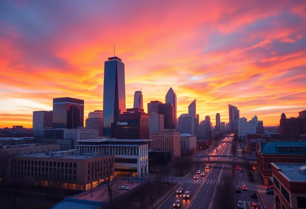 Charlotte skyline showing business development and economic growth