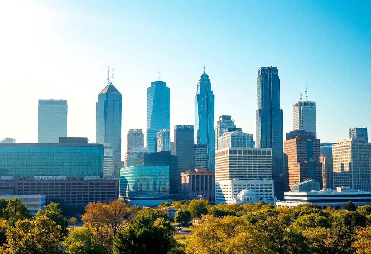 Skyline view of Charlotte, NC reflecting economic growth.