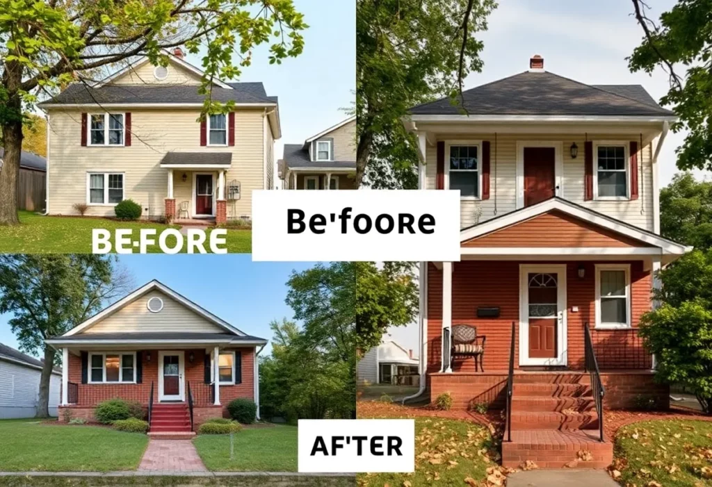 Before and after home renovation images showcasing Charlotte homes.