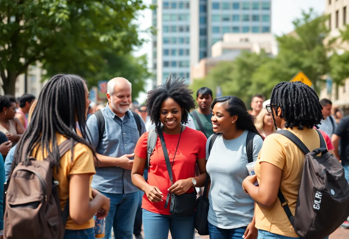Community members engaged in activities supporting homelessness initiatives in Charlotte.