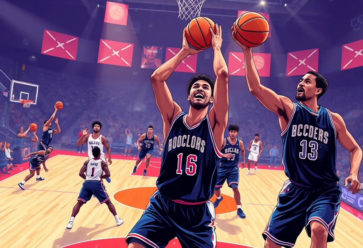 Charlotte Hornets players in action during a basketball game.