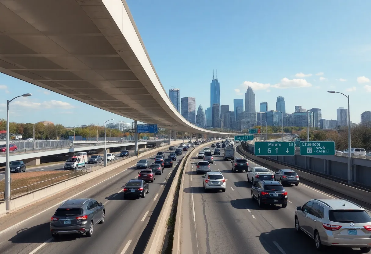 Traffic on I-77 Express Lanes north of Charlotte, NC