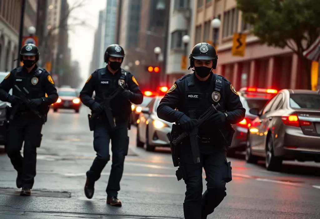Police officers responding to a crime scene in Charlotte